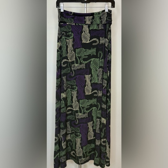 LuLaRoe cat maxi skirt cat lovers long skirt black Stretch material Small Medium - Picture 7 of 7